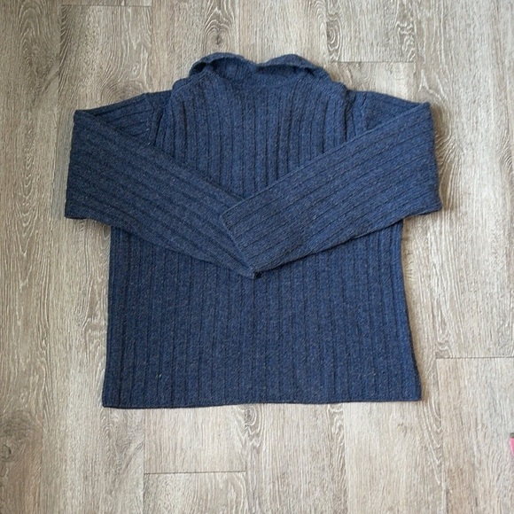 SUNDANCE 100% lambs Wool quarter Zip Cable Knit Sweater smedium blue pullover - Picture 6 of 6